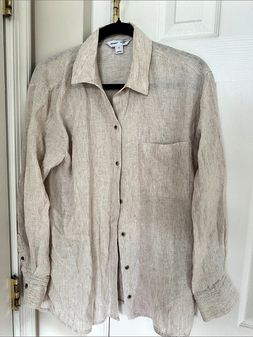 Old Navy The Boyfriend Shirt Linen Button-Down Shirt Size Medium